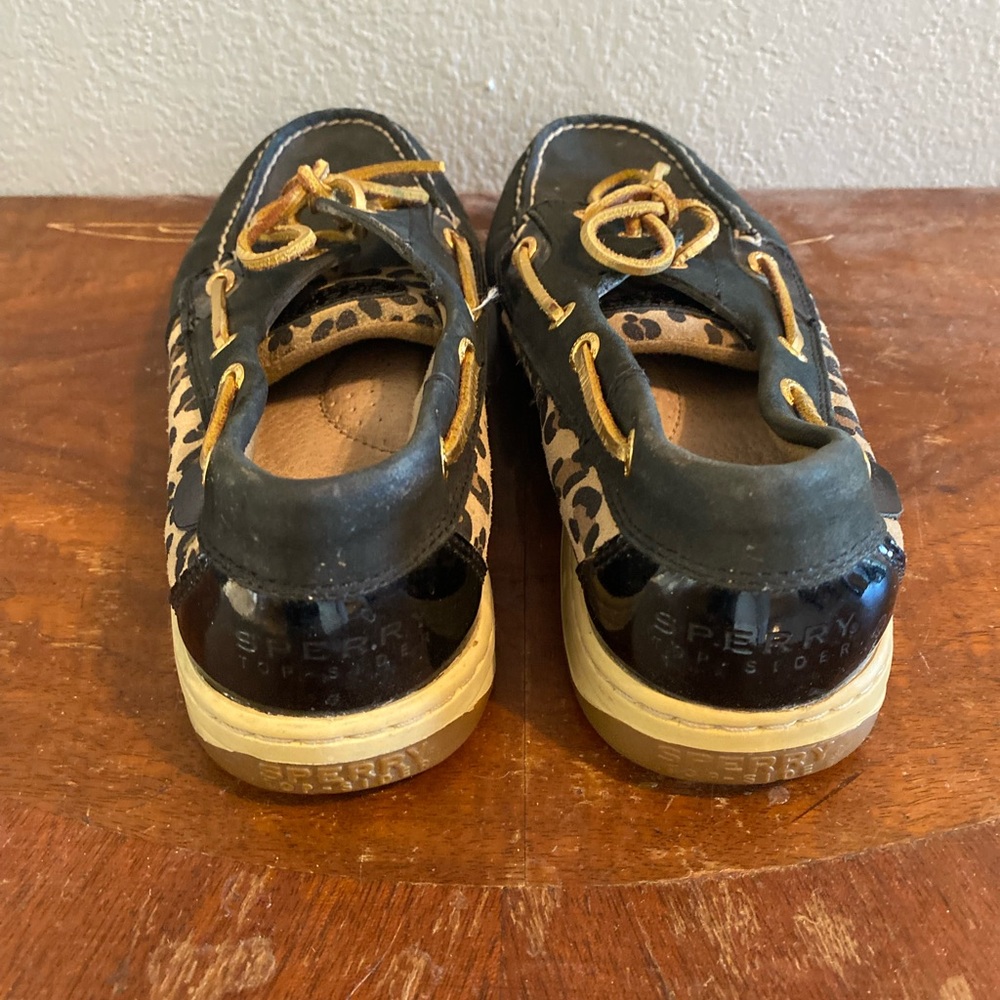 Sperry Black and Leopard Boat Shoes - Picture 7 of 9